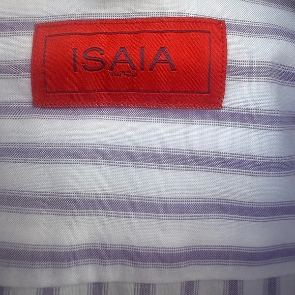 Isaia Lavender Striped Dress Shirt - Picture 3 of 13
